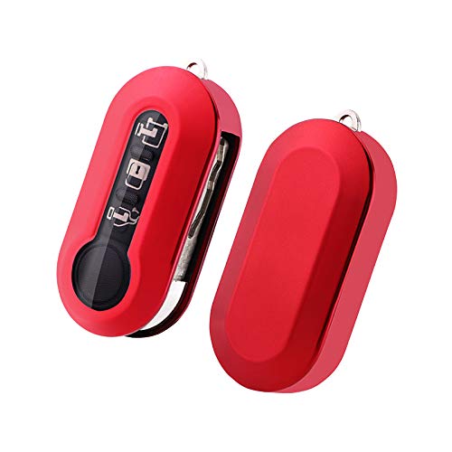 LFOTPP Fiat 500 500L Funda Llave, Silicona TPU Llavero, Protectora Shell Clave Coche Accesorios (Rojo)