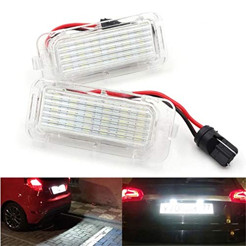 Luces de matrícula de coche 2pcs Coche LED de la placa de la placa de la luz compatible con FORD FOCUS 5D FIESTA MONDEO MK4 C-MAX MK2 S-MAX KUGA NÚMERO DE NÚMERO LUCTURAS ACCESORIOS LÁMPARA Universal