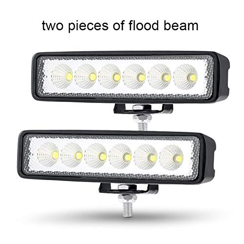 Luz de carrera diurna del coche, Carro del camino autobús Barco Faros de Niebla Asamblea luz del coche ATV luz corriente diurna DRL 18W LED del trabajo de 10-30V 12V 4WD (Color : 2 PCS Flood Light)