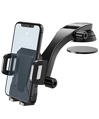 Miracase - Soporte para teléfono de coche, soporte ajustable para el salpicadero de coches, compatible con iPhone 11 Pro 7 8 X Xr Xs Max Samsung Galaxy S9+ S10+ Huawei P30 Mate20 Pro (negro)