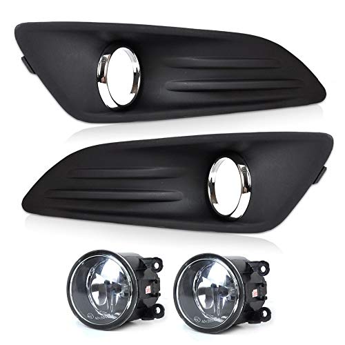 Negro 2pcs del Tope Delantero De La Luz De Niebla Cubierta De La Parrilla + 2pcs De La Lámpara Antiniebla Set Fit For 2014 Ford Fiesta, Luz De Niebla Parachoques Parrilla de la parrill