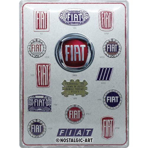 Nostalgic-Art Retro Blechschild Fiat - Logo Evolution, diseño vintage decorativo, 30 x 40 cm