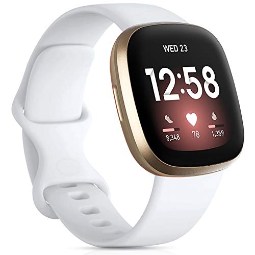 Oielai Correa Compatible con Fitbit Versa 3/Fitbit Sense, Silicone Sport Classic Correas Blandas de Recambio Compatibles con Fitbit Versa 3/Fitbit Sense para Mujeres Hombres, Pequeño Blanco