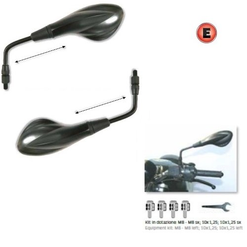 Par Espejos retrovisor para Moto de Manillar homologado Far para SYM XS 125 2007 – 2017