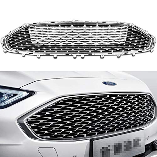 Parrilla De Entrada De Aire Frontal Plateada, Parrilla De Rejilla De Panal De Abeja para Radiador De Coche Compatible con Ford 2019 2020 Versión De Control Inteligente Mondeo