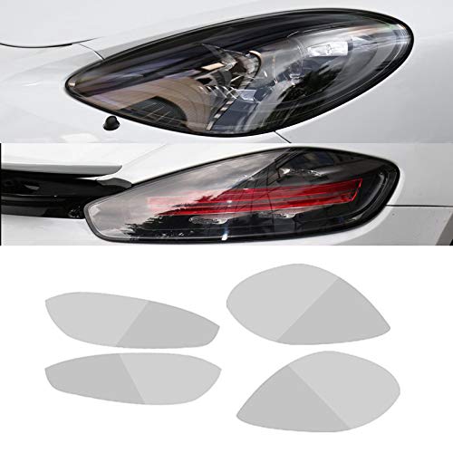 Piaobaige 2 Uds. Faro De Coche Película Faro Negro Transparente Pegatina De TPU para Porsche 718 Boxster Cayman 2016-