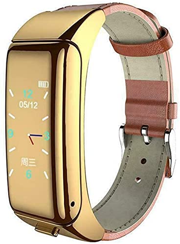 Pulsera de reloj inteligente+auricular Bluetooth inalámbrico reloj de fitness ritmo cardíaco Monitoreo de salud pulsera inteligente-oro Pu correa