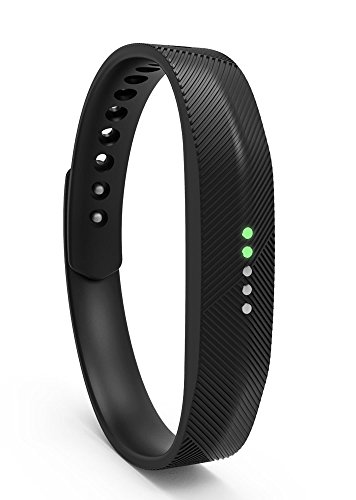 Pulsera de repuesto para Fitbit Flex 2, cierre de metal de silicona suave clásico NEGRO M/L