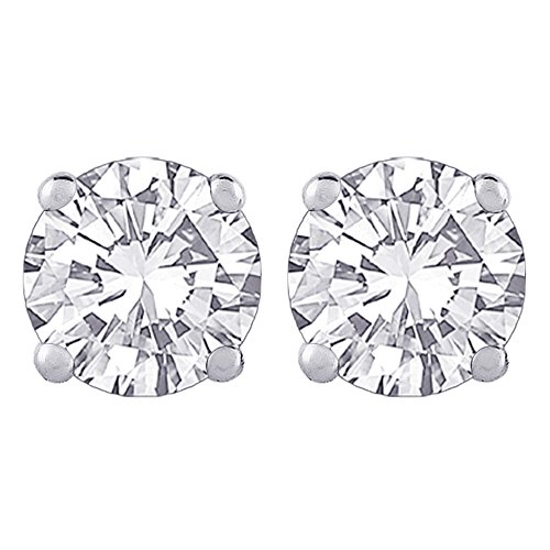 Redondo brillante corte diamond pendientes studs en 14 K oro blanco (JK – SI2/I1)