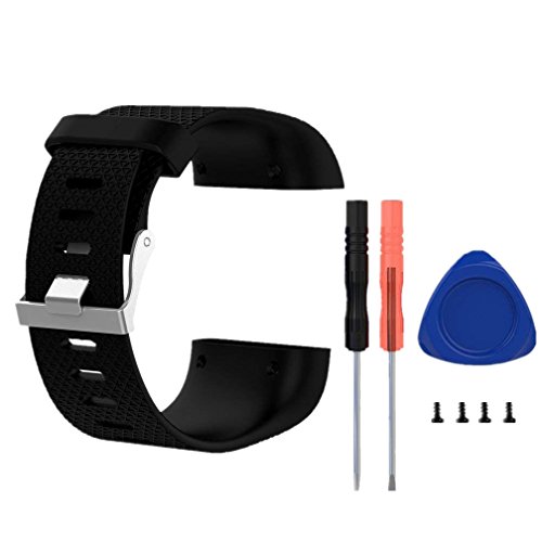 Replacement Pulsera para Fitbit Surge, Meiruo Correas para Fitbit Surge Smartwatch (S, Negro)