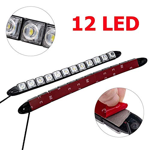 Riloer 2pcs 12LED Luces de Circulación Diurna Coche DRL Luz Antiniebla Luz Diurna Impermeable 12V Faros Delanteros de Conducción Blanco