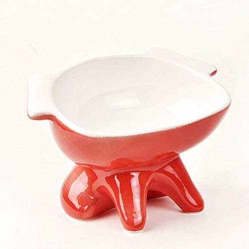 SDSQSCL Comedero Perro Gato,Antideslizante De Cerámica Resistente Material Pet Food Bowl/Recipiente De Alimentación/Tazón De Agua,Lindo Perro Rojo Forma Animal para Que Sea Más Fácil Llegar A Los Al