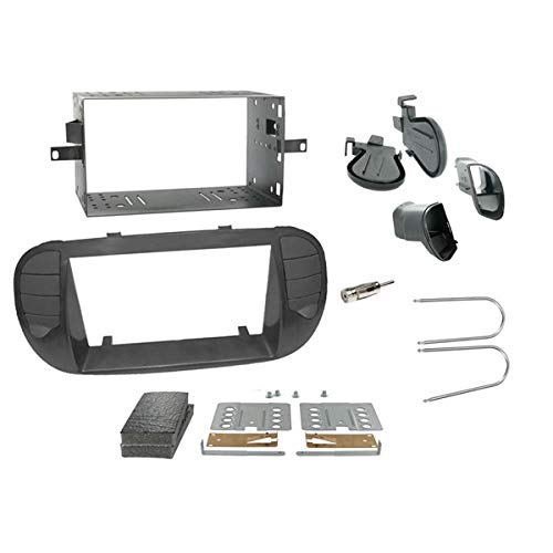 Sound-Way - Kit de Montaje Marco para Radio Adaptador autoradio para FIAT 500 Negro Mate 2 DIN - 2D-500-NO