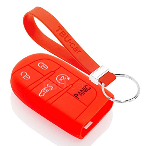 TBU car Funda Carcasa Llave Compatible con Fiat - Funda de Silicona - Cover de Llave Coche - Rojo