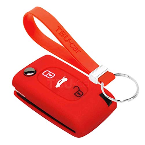 TBU car Funda Carcasa Llave Compatible con Fiat - Funda de Silicona - Cover de Llave Coche - Rojo