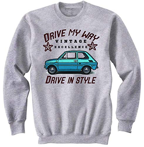 Teesandengines Fiat 126 1976 Drive my Way Gris Sudadera Size Xlarge