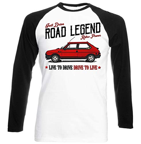 Teesandengines FIAT Ritmo 125 TC Abarth Camiseta de Mangas Negra largas T-Shirt Size Medium