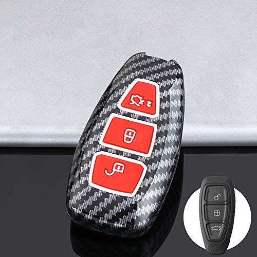 TGRFDE Abs Car Key Fob Cover Llavero para Ford Fiesta Focus Fusion Mondeo Ecosport Kuga Titanium Mk3 Mk4 Galaxy Accesorios Carcasa de Llave remota Funda de Silicona de plástico Protector de Llavero