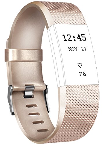 Tobfit Fitbit Charge 2 - Correa ajustable de repuesto para Fitbit Charge 2 - Tamaños: pequeño, grande, Classic-Gold