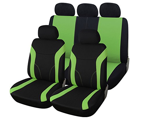 Upgrade4cars Fundas Asientos Coche Universales Verde Negro | Funda para Asiento Coches | Accesorios Interior Universal