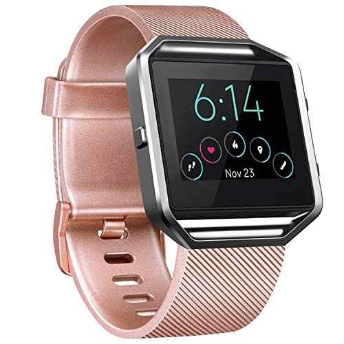 Vancle Correa de repuesto compatible con Fitbit Blaze, no incluye Fitbit Blaze y marco (oro rosa, L)