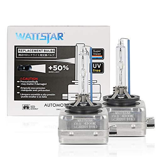 Wattstar D1S 4300K 35W HID Bombilla para faros delanteros, Bombillas para faros delanteros de xenón blanco cálido, IP68 a prueba de agua, Paquete de 2.…