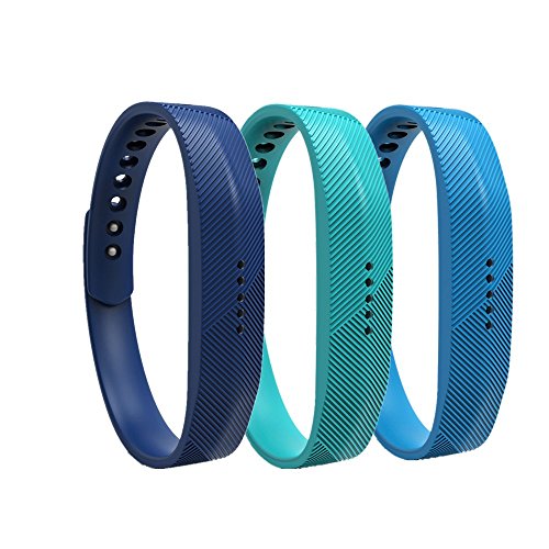 WEINISITE Pulsera de silicona Banda de Reemplazo Correa para Fitbit Flex 2 (Set 4, L)