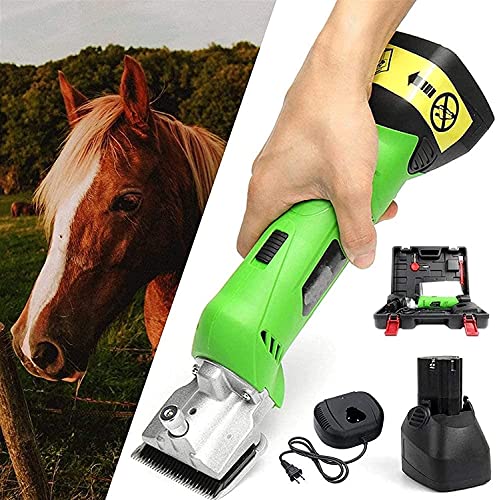 WSVULLD Máquina cortadora eléctrica de cordones sin cables para el ganado de caballos, incorporado en batería de litio recargable, clippers de aseo eléctrico profesional para alpacas de caballos Llama