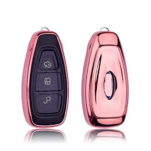 ZYHYCH - Funda Protectora de TPU Suave para Llave de Coche, diseño de Coche, Apto para Ford Fiesta para Focus C-MAX 2011 2012 2013-2018, B, Rosa