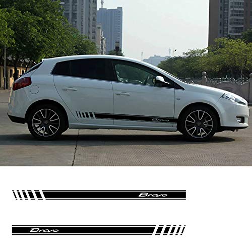 ZYHZJC 2PCS Gráficos de Vinilo Racing Side Stripes Calcomanías para vehículos Calcomanías para automóviles para Fiat Bravo Abarth