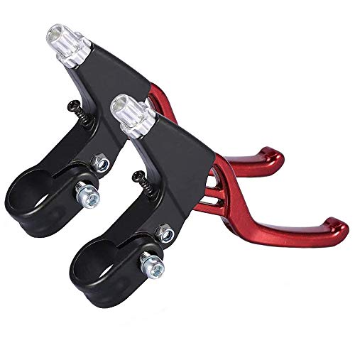 1 Par Bicicleta Freno Mano, Palancas de Freno de Bicicleta, Mango de Freno Bicicleta, 2,2 cm Diámetro Aleación Aluminio Accesorios Manija Freno para Bicicletas Montaña, Bicicleta Plegable (Rojo)