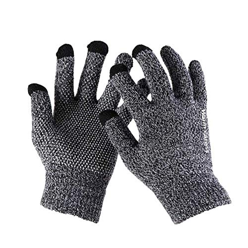 1 par de Guantes de Punto Grueso para Hombre, Guantes sólidos cálidos de Invierno y otoño para Hombre, Guantes de Negocios -Light Gray