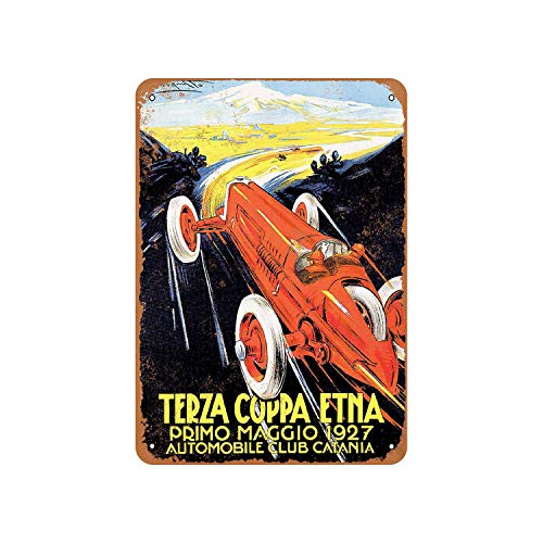 43LenaJon Cartel de metal rústico para decoración de casa de campo, diseño de catedral de Etna Cup Auto Race Catania Sicilia