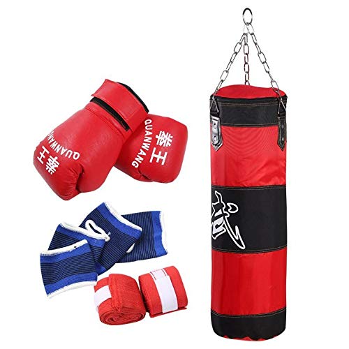 60/80/30 / 100cm Boxeo Sandbag Fitness Colgando Boxeo Bolsa de perforación Entrenamiento Fight Karate Taekwondo Ejercicios Bolsa de Sanda con Guantes Saco Boxeo Adulto (Color : 80cm with Gloves Kit)