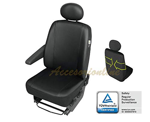 Accesorionline Fundas de Asiento Polipiel Conductor a Medida para Renault Trafic/Nissan Primastar/Opel Vivaro/Modelos 2001-2014 Funda Conductor 1plaza - Poli Piel