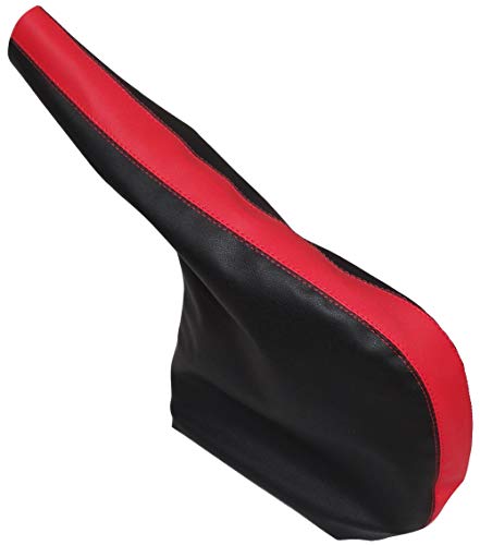 AERZETIX: Funda para freno de mano de piel sintética con costuras de colores variables (negro y rojo)