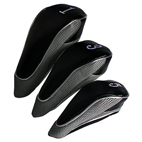 Andux - Juego de 3 Fundas para Cabezales de Palos de Golf de 460 CC de Madera, con Cremallera, MT/MG21 Black/Grey