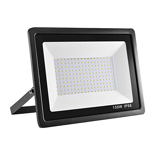 Ankishi Foco LED de 150 W y 6000 K, para exteriores, muy brillante, 15000 lm, foco exterior IP65, luz blanca fría, para jardín, garaje, campo deportivo, clase energética A++