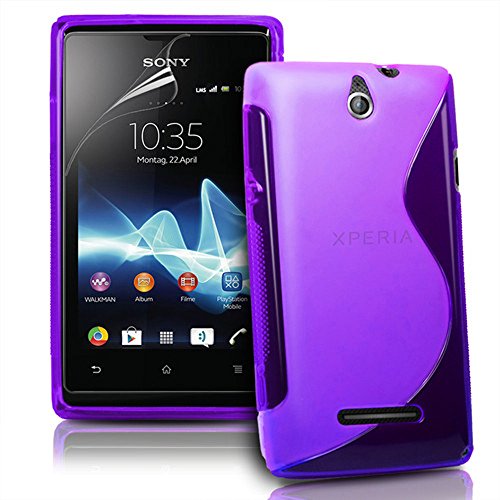 ANNART Carcasa S-LINE TPU Gel Silicona Suave Para sony Xperia E/E Dual C1605 C1505 C1604 - Púrpura