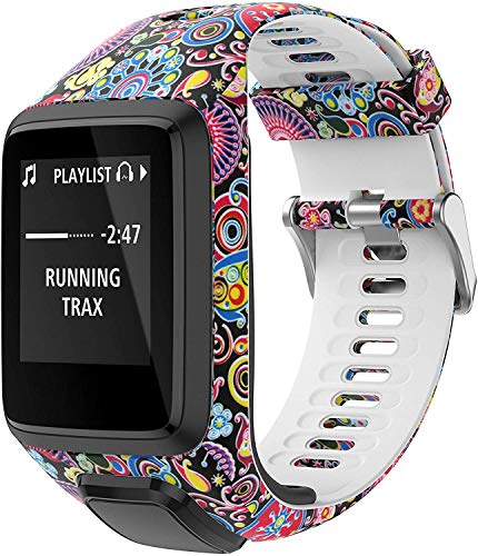 Axcellent Bandas para Tomtom Runner 2/3 Correa,Compatible con Spark 3/Golfer2/Adventurer,Banda de Repuesto Impresa de Goma-Accesorios para Reloj Inteligente con GPS