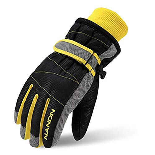 Azarxis Guantes de Invierno Niño Anti-Viento Dedo Completo para Moto Ciclismo Esquí Unisex (Negro, S (7-8 años))