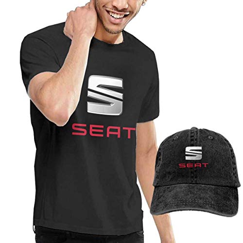 Baostic Camisetas y Tops Hombre Polos y Camisas, New Seat Vehicle Logo Fashion T Shirt+Cowboy Hat for Adult Black