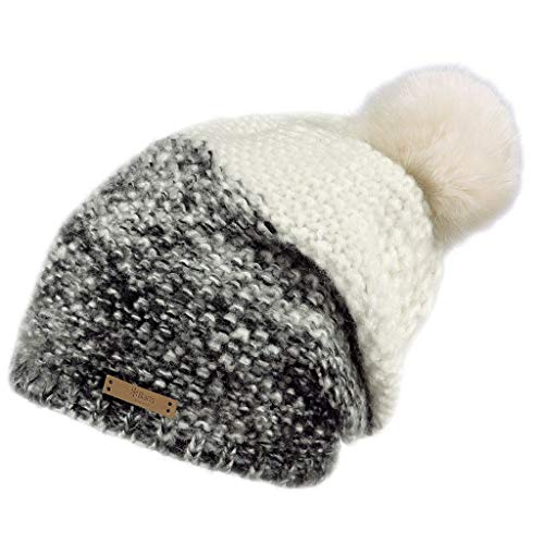 BARTS Tulip Beanie gorro, Multicolor (MULTICOLORE BIANCO E GRIGIO CON POMPOM DI PELO BIANCO), UNI para Mujer