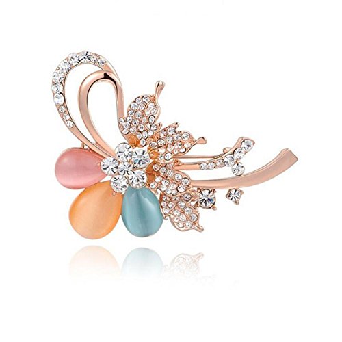 BBYaki Broche De Cristal De Ojo De Gato De Color Oro Rosa, Damas De Alta Gama Joyería De Moda, Una Flor , Rose Gold