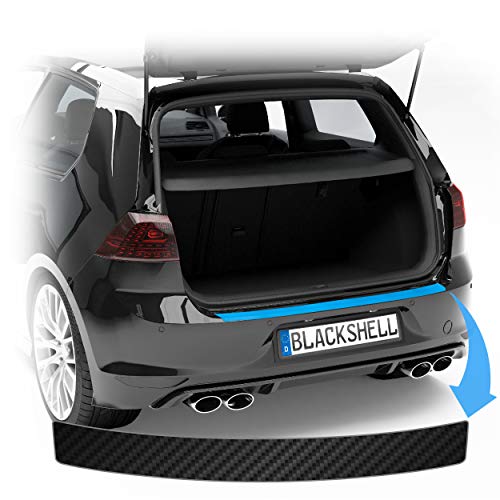 Blackshell® Lámina protectora para el borde de carga para Volkswagen Golf 6 Cabriolet, año de fabricación 2011 – 2016, con acabado de carbono brillante, incluye raspador profesional para láminas.