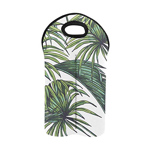 Bolsa de viaje para vino Hermosa selva tropical sin costuras Bolsas y portabotellas florales para vino 2 botellas Porta botella doble Bolsa de mano Porta vino Bolsa de neopreno gru