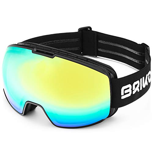 Briko Kili 7.6 FIS 2 Lenses Máscara de esquí/Snow, Adultos Unisex, Black-Yellow Mirro Cat. 2 / Pink Cat. 1, Talla única