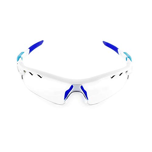 Brown Labrador Gafas fotocromaticas Ciclismo, Running Trail Running, BTT, Triatlon para Hombre y Mujer (Blanco/Azul)