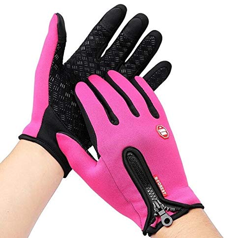 Bruce Dillon Deportes al Aire Libre Senderismo Invierno Bicicleta Bicicleta Guantes de Ciclismo para Hombres Mujeres Windstopper Cuero simulado Guantes cálidos Suaves - Rosa XL