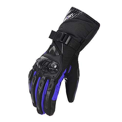 Bruce Dillon Guantes de Moto Guantes de Moto de Invierno Impermeables a Prueba de Viento para Hombre Guantes de Moto con Pantalla táctil - WP-02 Azul X XL